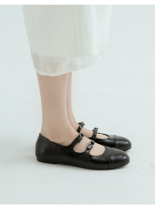 Commute Double Mary Jane Flat Shoes 1cm