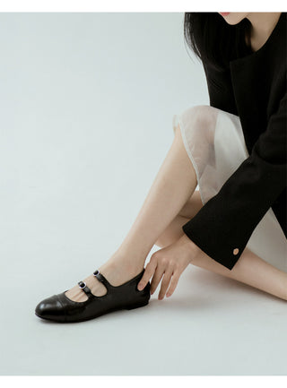 Commute Double Mary Jane Flat Shoes 1cm