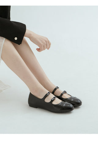 Commute Double Mary Jane Flat Shoes 1cm