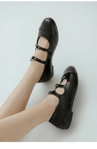Commute Double Mary Jane Flat Shoes 1cm