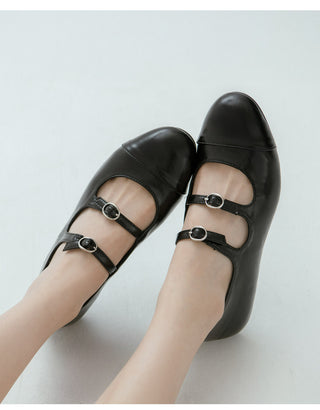 Commute Double Mary Jane Flat Shoes 1cm