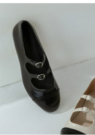 Commute Double Mary Jane Flat Shoes 1cm
