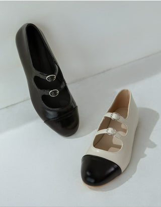 Commute Double Mary Jane Flat Shoes 1cm