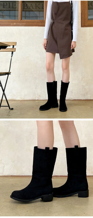 Winter Essential Danetta Simple Basic Mid-calf Boots 4cm