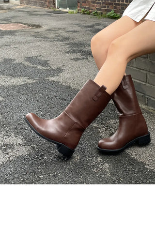 Winter Essential Danetta Simple Basic Mid-calf Boots 4cm