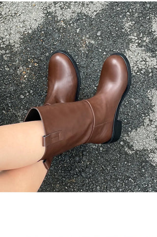 Winter Essential Danetta Simple Basic Mid-calf Boots 4cm