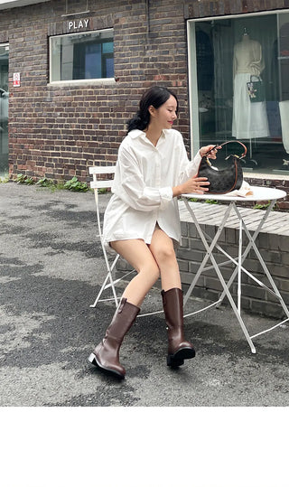 Winter Essential Danetta Simple Basic Mid-calf Boots 4cm