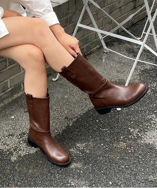 Winter Essential Danetta Simple Basic Mid-calf Boots 4cm