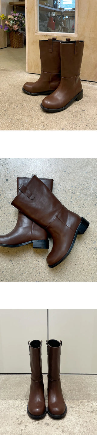 Winter Essential Danetta Simple Basic Mid-calf Boots 4cm
