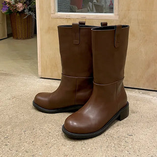 Winter Essential Danetta Simple Basic Mid-calf Boots 4cm