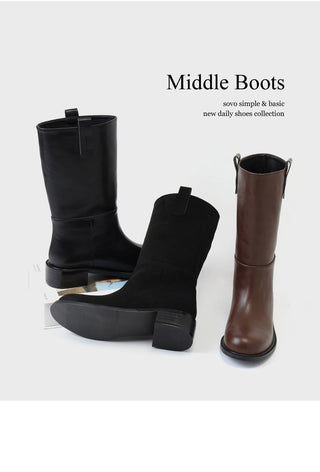 Winter Essential Danetta Simple Basic Mid-calf Boots 4cm