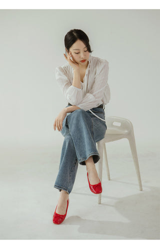 Nicoleen Ribbon Flat Shoes 1cm