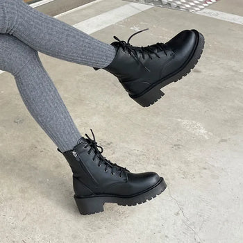 Zekia Fur-Lined Lace-up Work Boots 5cm