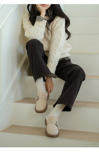 Basic Item Steady Lasni Fur-lined Rubber Sole Fur Slippers 3cm