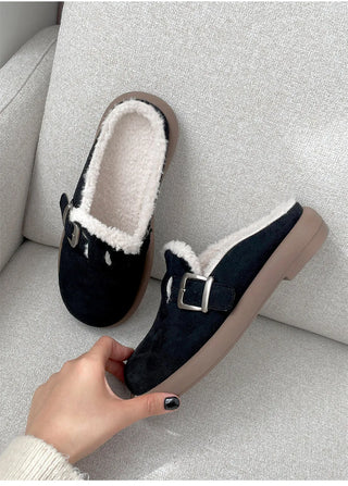 Basic Item Steady Lasni Fur-lined Rubber Sole Fur Slippers 3cm