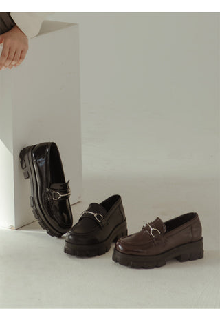 Longy Rough Sole Chain Loafers 5cm