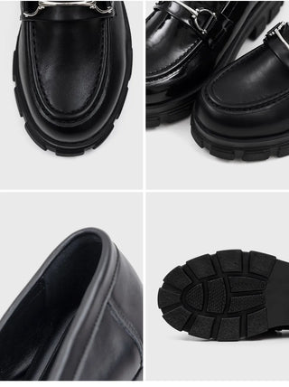 Longy Rough Sole Chain Loafers 5cm
