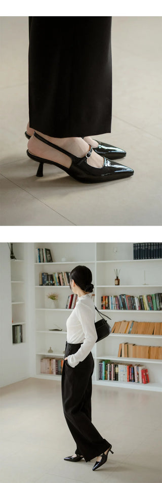 Medis Patent Mid-heel Slingback 5cm