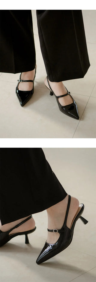 Medis Patent Mid-heel Slingback 5cm