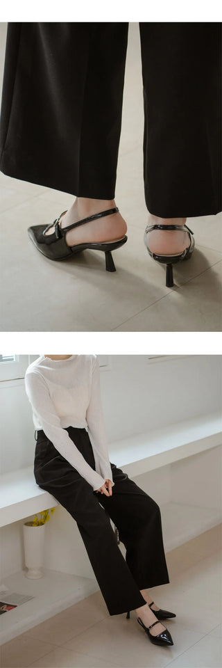 Medis Patent Mid-heel Slingback 5cm