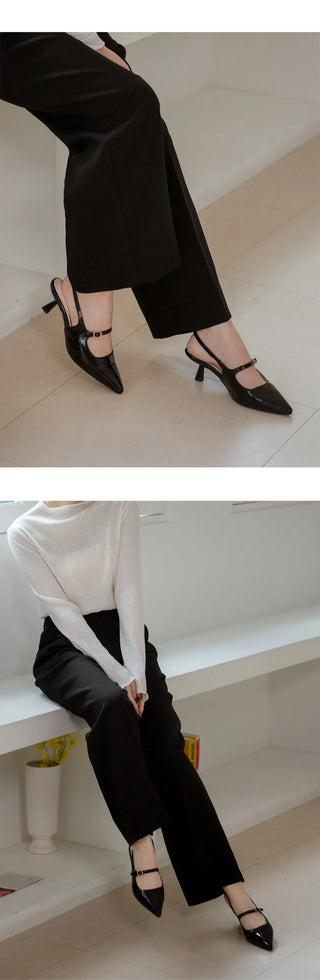 Medis Patent Mid-heel Slingback 5cm