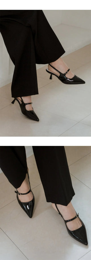Medis Patent Mid-heel Slingback 5cm