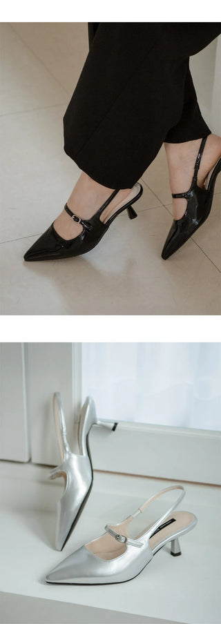 Medis Patent Mid-heel Slingback 5cm