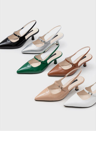 Medis Patent Mid-heel Slingback 5cm