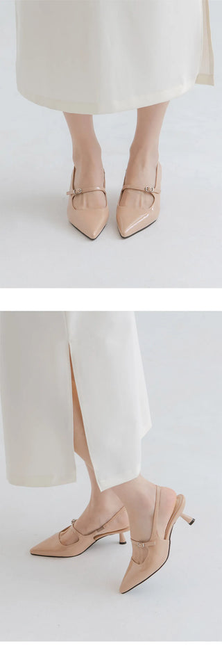 Medis Patent Mid-heel Slingback 5cm