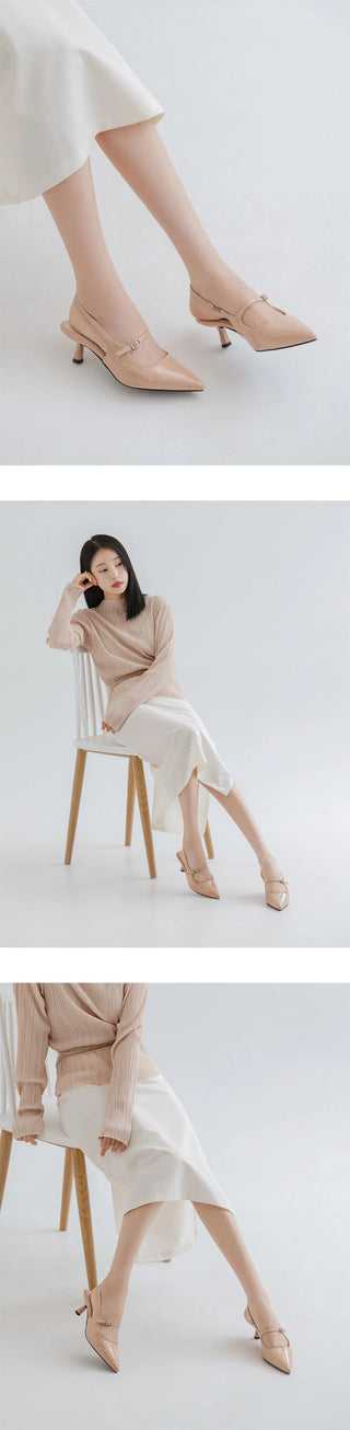Medis Patent Mid-heel Slingback 5cm