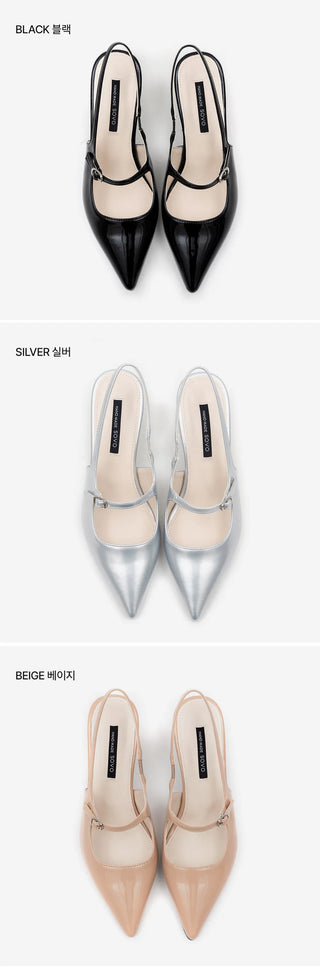 Medis Patent Mid-heel Slingback 5cm