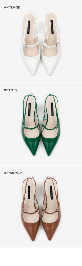 Medis Patent Mid-heel Slingback 5cm