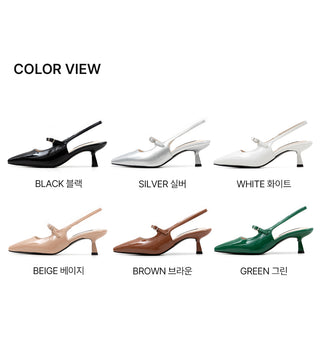 Medis Patent Mid-heel Slingback 5cm
