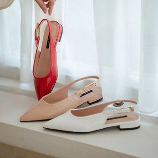 Bekaz Patent Slingback Flat Shoes 2cm