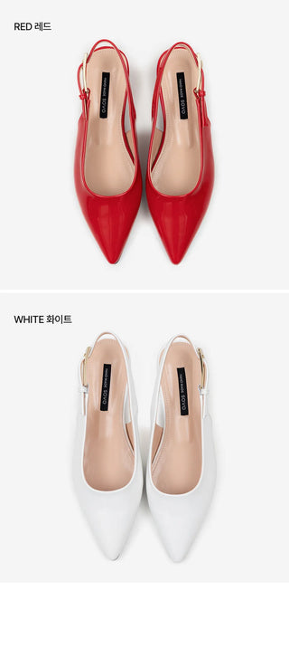 Bekaz Patent Slingback Flat Shoes 2cm