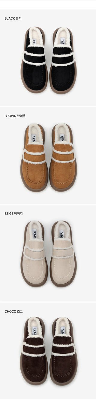 All Winter Long STEADY Sinus Fur-lined Loafers Mules Slippers 3cm