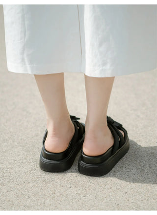 SUMMER Jeffrey Satin Strap Slipper Sandals 4cm