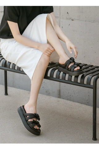 SUMMER Jeffrey Satin Strap Slipper Sandals 4cm