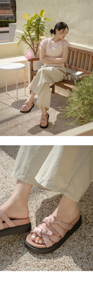 SUMMER Jeffrey Satin Strap Slipper Sandals 4cm