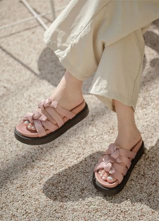 SUMMER Jeffrey Satin Strap Slipper Sandals 4cm