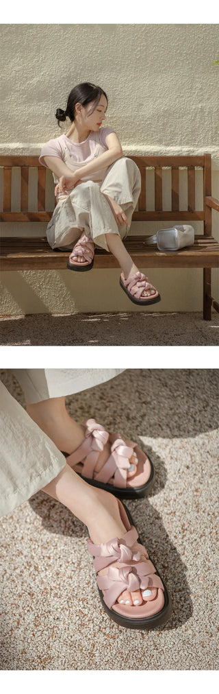 SUMMER Jeffrey Satin Strap Slipper Sandals 4cm