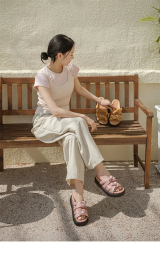 SUMMER Jeffrey Satin Strap Slipper Sandals 4cm