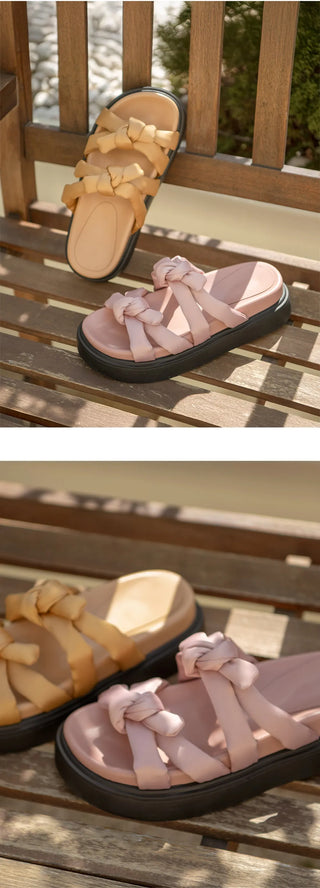 SUMMER Jeffrey Satin Strap Slipper Sandals 4cm