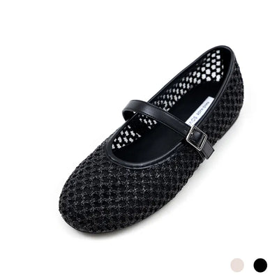Lea Mesh Mary Jane Flat Shoes 1cm