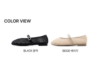 Lea Mesh Mary Jane Flat Shoes 1cm
