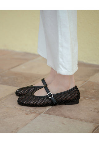 Lea Mesh Mary Jane Flat Shoes 1cm