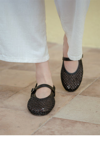 Lea Mesh Mary Jane Flat Shoes 1cm