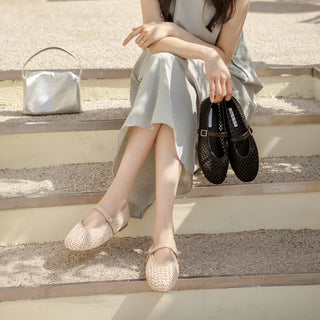 Lea Mesh Mary Jane Flat Shoes 1cm