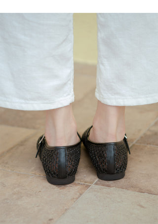 Lea Mesh Mary Jane Flat Shoes 1cm