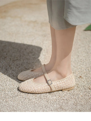 Lea Mesh Mary Jane Flat Shoes 1cm